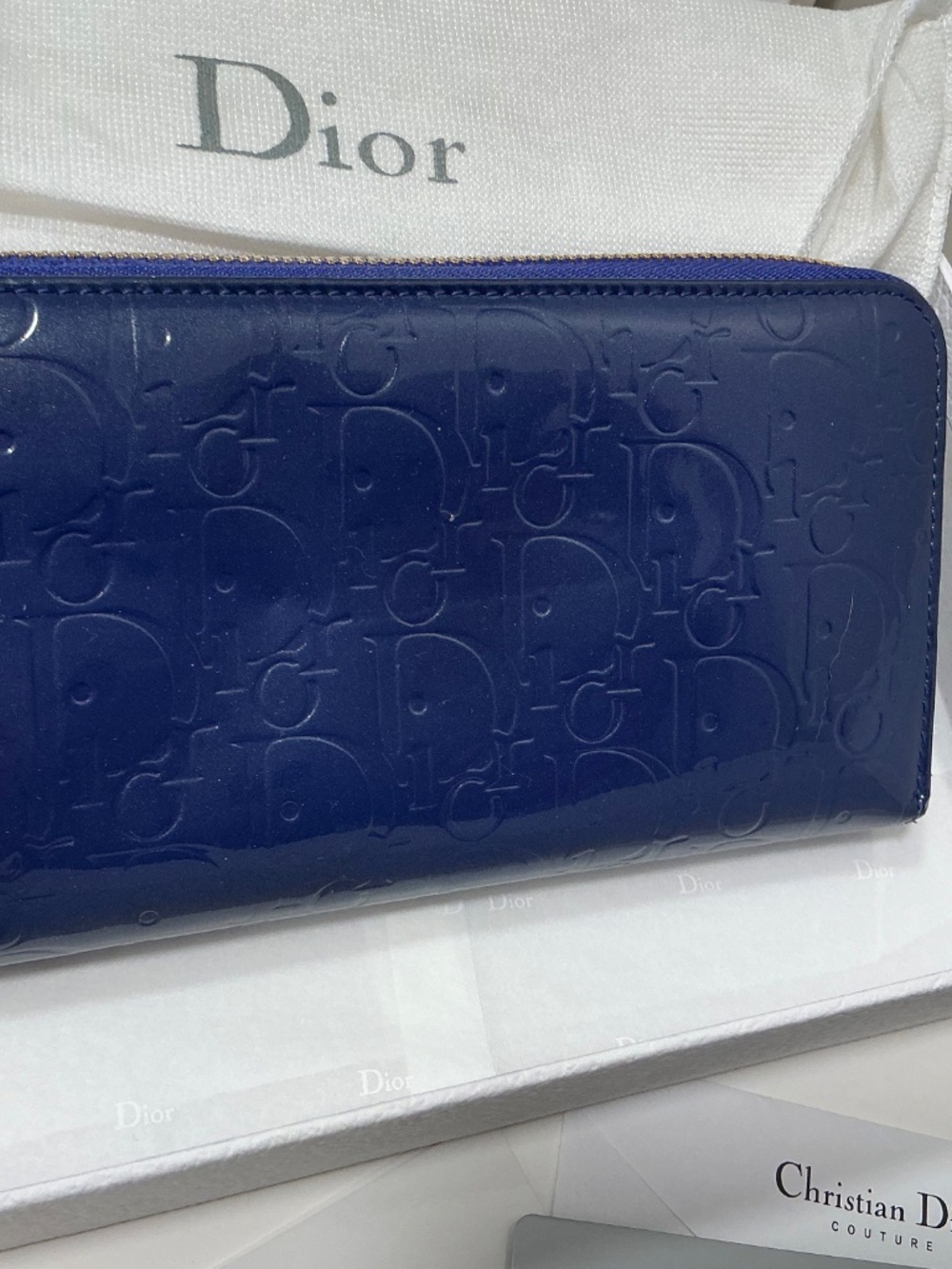 RARE Authentic Dior purple patent zippy wallet Full set - Picture 2 of 8